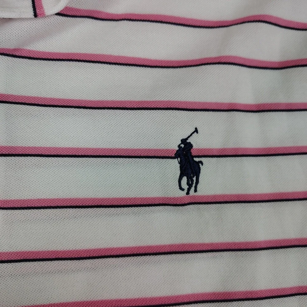 Polo‎ Ralph Lauren Shirt Short Sleeve  Pro-fit JR. Classic AJGA Sz L Pink Stripe